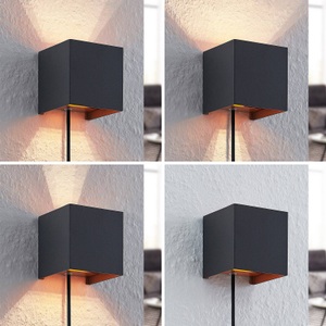 ARCCHIO, Arcchio Zuzana Alu-LED-Wandleuchte, eckig, schwarz, Arcchio Wandleuchte Zuzana, eckig, schwarz, Stecker, 9,7 cm