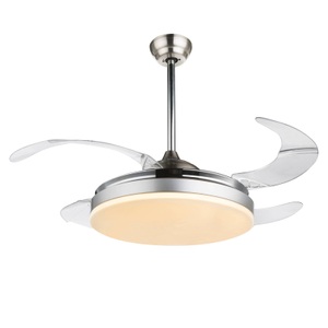 Globo, GLOBO CABRERA Ventilator nickel matt, Chrom, Acryl opal, Acryl klar, Flügel einklappba, XXXLutz DECKENVENTILATOR 36 W 100/65 cm , 0350 , Metall, Kunststoff , 65 cm , matt, verchromt , Fernbedienung , 004558166301