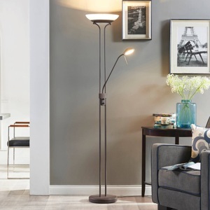 Lampenwelt.com, Yveta - rostfarbener LED-Deckenfluter mit Dimmer, Yveta - rostfarbener LED-Deckenfluter mit Dimmer