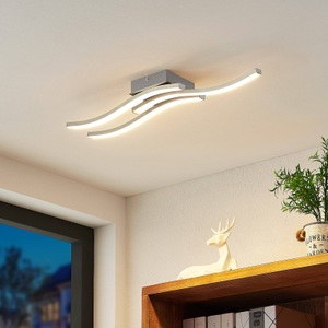 LINDBY, Lindby LED-Deckenlampe Bisioma 3fl. 3.000K nickel, 