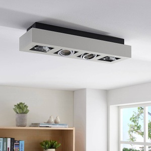 Lampenwelt.com, Längliche LED-Deckenleuchte Vince in Weiß, 4-fl., Längliche Deckenleuchte Vince in Weiß, 4-fl.