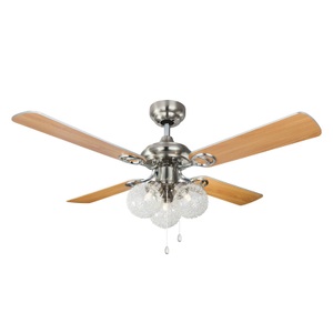 Globo, GLOBO ENIGMA Ventilator Chrom nickel matt, Glas klar, 3 Stufen, rechts-links Lauf, Zug, Ventilator Enigma
