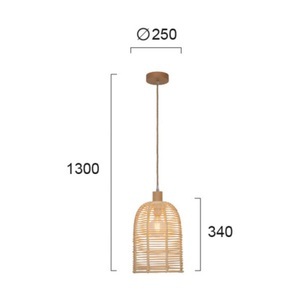 Viokef, Hängeleuchte Bell aus Holz, Hängeleuchte Bell aus Holz