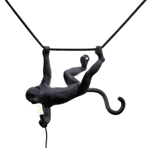 Seletti, Monkey Swing Lampe / Outdoor - L 60 cm - Seletti schwarz en plastikmaterial, Outdoorlampe Monkey Swing plastikmaterial schwarz / Outdoor - L 60 cm - Seletti schwarz en plastikmaterial