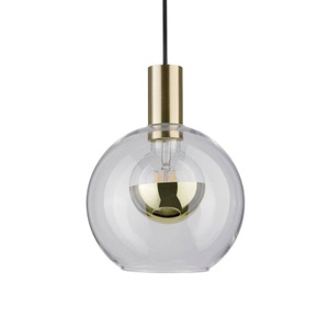 Paulmann, Paulmann Esben Glas-Hängeleuchte, Paulmann Esben 79725 Pendelleuchte LED E27 20 W Transparent, Messing (gebürstet)