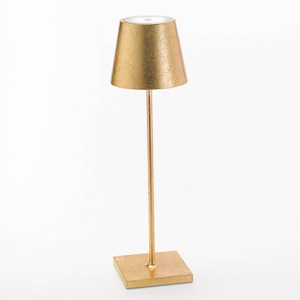 Ailati, LED-Tischlampe Poldina mit Dekor, portabel, gold, Zafferano Poldina LED-Tischlampe Akku Dekor gold