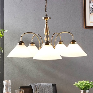 Lampenwelt.com, Klassische Hängeleuchte Otis, 5-flammig, Glas-Pendellampe Otis, 5-flammig