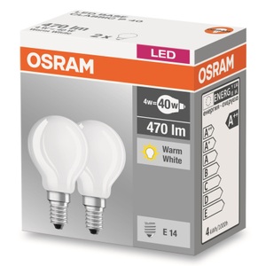 Osram, E14 4W 827 LED Tropfenlampe matt 2er-Set, LED Tropfenlampe E14 4W 827 matt 2er-Set