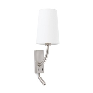 Faro barcelona, Wandleuchte Rem mit LED-Leseleuchte, weiß/nickel, Wandleuchte Rem mit LED-Leseleuchte, weiß/nickel