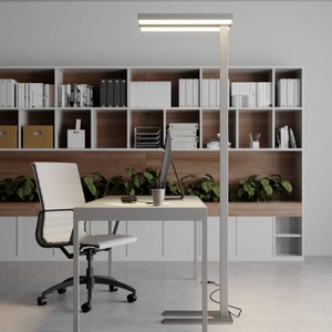 Lampenwelt.com, Dimmbare LED-Office-Stehleuchte Logan, 4.000 K, Arcchio LED-Stehlampe Logan Basic, silber, 6.000 lm, dimmbar