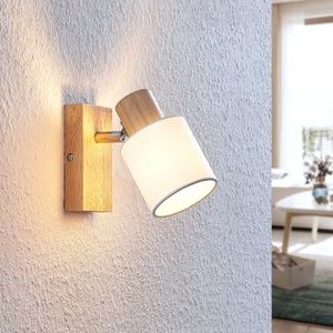 LINDBY, Lindby Wanessa Spot, einflammig, Lindby Spot Wanessa, einflammig, Holz, weiß, E14, Höhe 14 cm