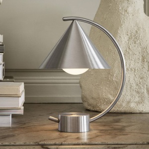 ferm living, Meridian Lampe ohne Kabel / Metall - h 26 cm - Ferm Living grau/silber/metall en metall, Schnurlosleuchte Meridian grau silber metall / Metall - h 26 cm - Ferm Living metall en metall