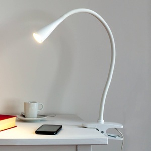 Lampenwelt.com, Schmale LED-Klemmleuchte Baris in Weiß, Schmale LED-Klemmleuchte Baris in Weiß