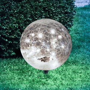 Globo, Kugelförmige Solar-Dekoleuchte Nurel 19,5 cm, Globo Solarleuchte , Schwarz Klar , Klar , Glas , 29 cm , mit Schalter , 004558607601