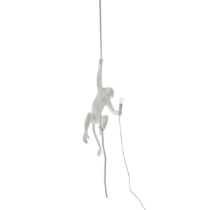 Seletti, Seletti-Affenlampe mit Schnur, Weiß, Pendelleuchte Monkey Hanging plastikmaterial weiß / H 80 cm - Seletti weiß en plastikmaterial
