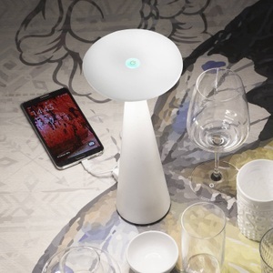 Zafferano, Zafferano Dama Akku-Tischlampe IP54 weiß, Zafferano Dama Akku-Tischlampe IP54 weiß