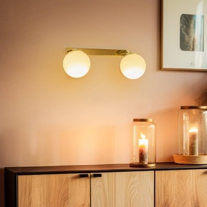 EULUNA, Wandlampe Sala mit Kugelgläsern, zweiflammig, Wandlampe Sala mit Kugelgläsern, zweiflammig
