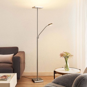 LINDBY, Lindby Sumani LED-Stehleuchte, eckig, nickel, Lindby Sumani LED-Stehleuchte, eckig, nickel
