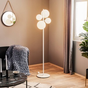 EULUNA, Stehleuchte Bloom, vierflammig, weiß, Stehleuchte Dione, vierflammig, weiß