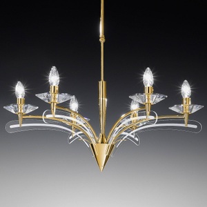 Mettallux, Kronleuchter ICARO 6-fl. mit Kristallglas, gold, Kronleuchter ICARO 6-fl. mit Kristallglas, gold