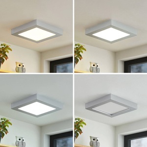 PRIOS, Prios Alette LED-Deckenleuchte, silber 22,7 cm 24W, Prios LED-Deckenleuchte Alette, silber, 22,7cm, 24W, dimmbar