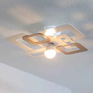 Gibas, Deckenleuchte Kuadra, creme-braun, 40 cm, 
