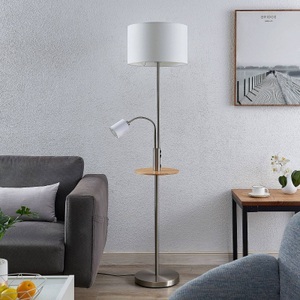 Lindby Aovan Stehlampe mit Ablage und USB, nickel