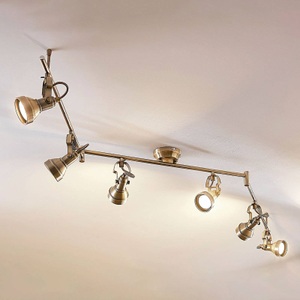 Lampenwelt.com, Sechsflammige LED-Deckenlampe Perseas, GU10 LED, Sechsflammige Deckenlampe Perseas, GU10