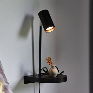 Nordlux, Wandleuchte Cody, mit Ablage und USB-Port, schwarz, Nordlux Wandleuchte Cody GU10 Schwarz Metall | Max 15W