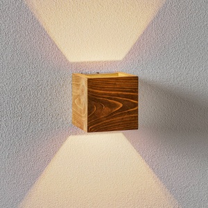 TRIO LEUCHTEN, LED-Wandleuchte Brad aus Holz, up/down, 11x11 cm