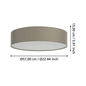 XXXLutz, XXXLutz LED-DECKENLEUCHTE 35 W 57/15 cm , 900441* Romaro-Z , Weiss, Taupe , Metall, Kunststoff, Textil , 15 cm , matt,matt,Textilgeflecht , 003348229601, EGLO LED Deckenleuchte »Connect«, 1 flammig