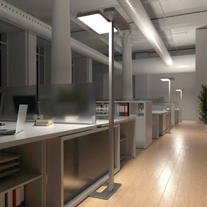 Lampenwelt.com, Office-LED-Stehlampe Aila, Tageslichtsensor, Office-LED-Stehlampe Aila, silber, Tageslichtsensor