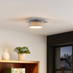LINDBY, Lindby Aviola LED-Deckenleuchte mit Textilschirm, Lindby Deckenlampe Aviola, Metall, Textil, 18 cm lang