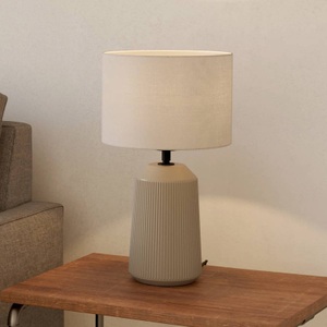 Eglo, Tischleuchte Capalbio, Fuß sand/Schirm weiß, Eglo Tischlampe Capalbio