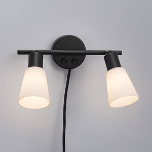 Nordlux, Wandleuchte Cole aus Glas und Metall, 2-flammig, Wandleuchte Cole, 2-flammig, Stecker, Glas, zwei Schalter