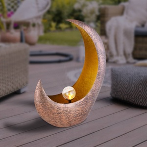mutoni light, Solarleuchte Metall messingfarben 1xLED, LED-Außendekorationsleuchte 36520 Solar, Halbmond