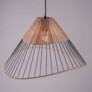 Paul Neuhaus, Land Hängelampe schwarz 48 cm mit Rattan - Treccia
