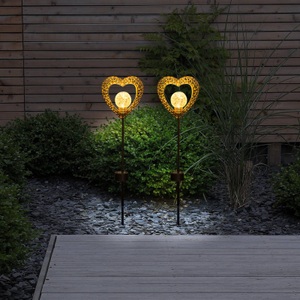 undefined, LED Gartenleuchte »LED-Solarleuchte HERZ Erdspiess«, Deko-Solarleuchte Herz, Erdspieß, LED warmweiß, 2x