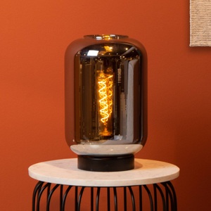 Lucide, Tischlampe Joanet mit Rauchglas, Ø 22 cm, Tischlampe Joanet mit Rauchglas, Ø 22 cm