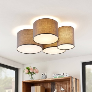 LINDBY, Lindby Laurenz Deckenlampe, 4-fl., grau, 