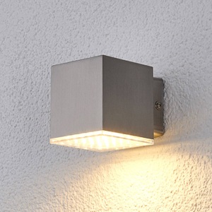 Lampenwelt.com, Kompakte LED-Außenwandleuchte Lydia aus Edelstahl, Kompakte LED-Außenwandleuchte Lydia aus Edelstahl