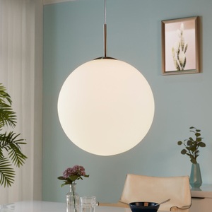 Lampenwelt.com, Pendellampe Marike, Opalglaskugel weiß, Kugel-Hängeleuchte Marike aus Opalglas, 40 cm