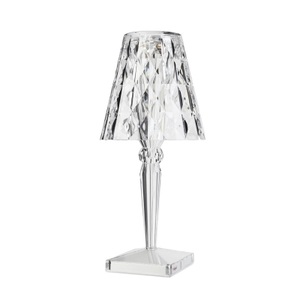 KARTELL, Kartell - Tischlleuchte Big Battery Kristall transparent Ohne Kabel - 09475b4, Kabellose, wiederaufladbare Außenlampe Big Battery LED plastikmaterial transparent / H 37 cm - Aufladbar über USB - Kartell transparent en plastikmaterial