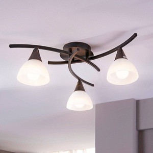 Lampenwelt.com, Dreiflammige LED-Deckenlampe Della, schwarz-gold, Dreiflammige Deckenlampe Della, schwarz-gold