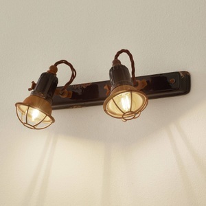Ferro Luce, Wandlampe C1676/1 mit Korb, zweiflammig, schwarz, Wandlampe C1676/1 mit Korb, zweiflammig, schwarz