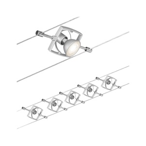 Paulmann, Paulmann Mac II Seilsystem, Chrom matt mit 5 Spots, Paulmann MacII 94133 Seil-Komplettsystem GU5.3 50 W LED Chrom (matt)