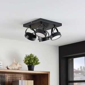 LINDBY, Lindby Omila LED-Deckenstrahler, vierflammig, Lindby Deckenstrahler Omila, 4-flg., schwarz, Eisen, 27 cm