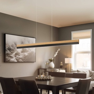 ROTHFELS, Rothfels Keijo LED-Hängelampe schwarz/eiche 123 cm, Quitani LED-Hängelampe Keijo, schwarz/eiche, Länge 123 cm