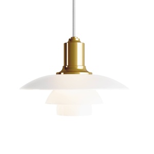 Louis Poulsen, Louis Poulsen PH 2/1 Glas-Pendelleuchte messing, Pendelleuchte PH 2/1 glas weiß gold metall / Ø 20 cm - Louis Poulsen metall en glas