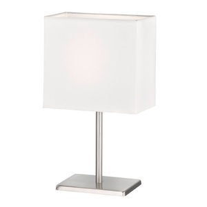 FH LIGHTING, Tischleuchte Kate mit Stoffschirm, nickel/weiß, 